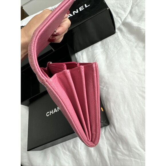 CHANEL Pink Caviar Leather Flap Wallet W/box - Picture 16 of 16